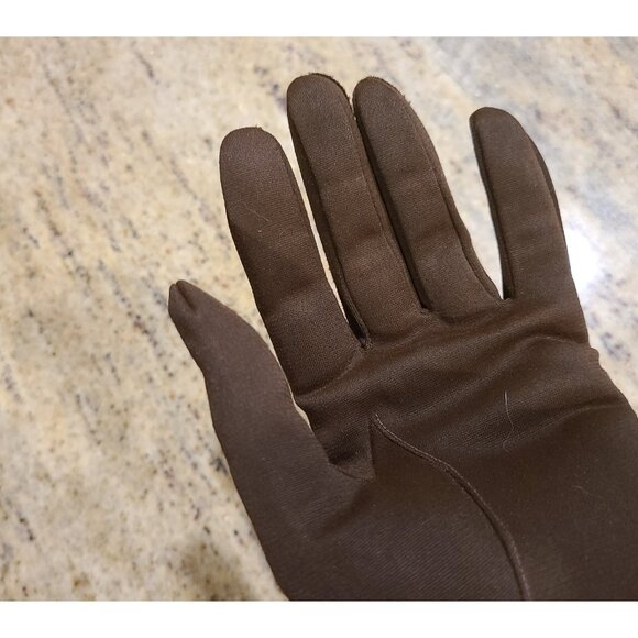 Vintage Womens Size XL XXL Brown Nylon Stretch Formal 16" Long Gloves Stitching - Picture 14 of 16